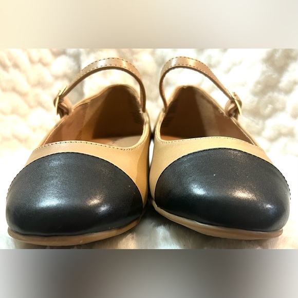 Tahari Tan Black Vegan Leather MaryJane ankle strap ballet women’s size 7 (NEW) - Picture 5 of 12